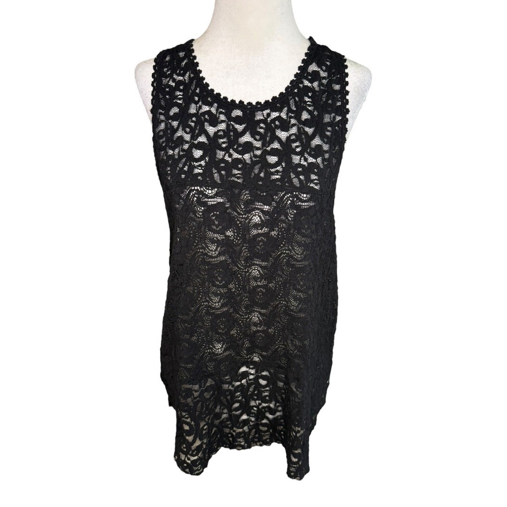 American Eagle Lace‎ Tank Top Sleeveless Black Crochet Casual Medium